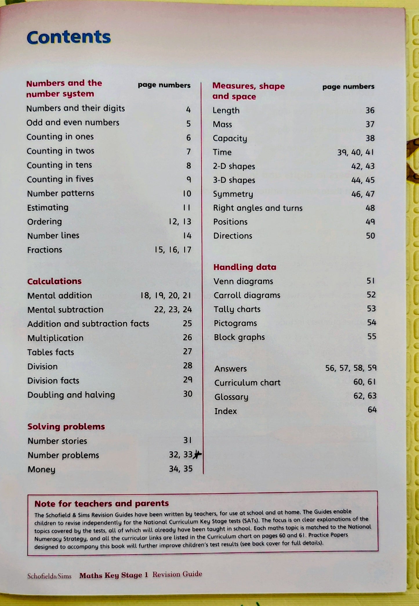 Maths Key Stage 1 Revision Guide by Schofield&Sims | 6-7 years