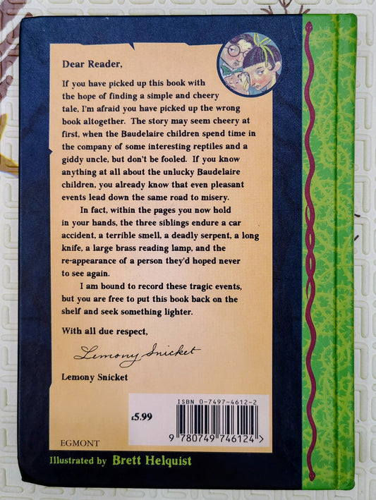 The Reptile Room A Series of Unfortunate Events, Book 2 by Lemony Snicket