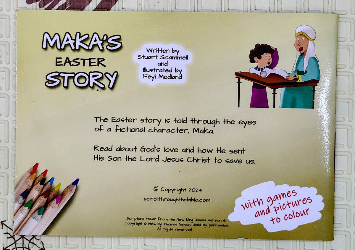 Maka's Easter Story by Stuart Scammell | Pictures to colour and games inside