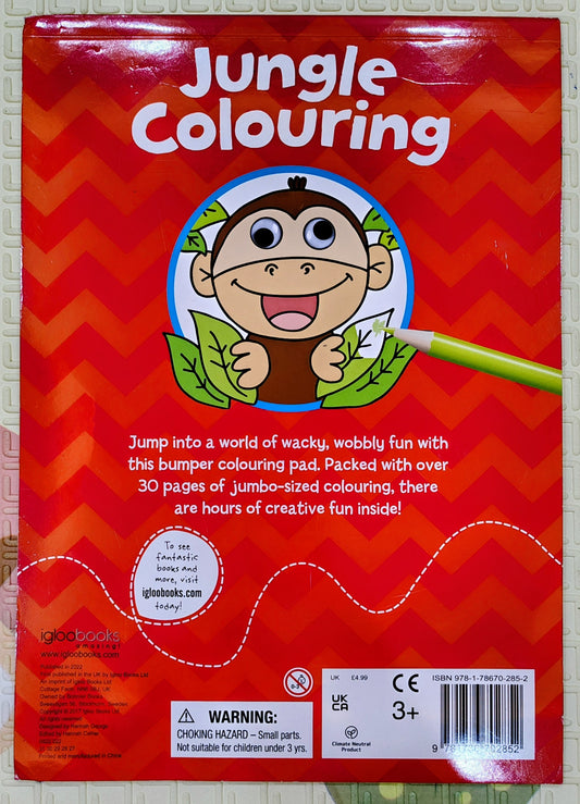 Jungle Colouring | 30 pages of colouring with Wobbly eyes | IglooBooks