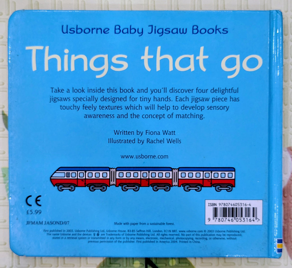 Usborne 2 Piece Jigsaw - Things that go | Touch and Feel Jigsaw