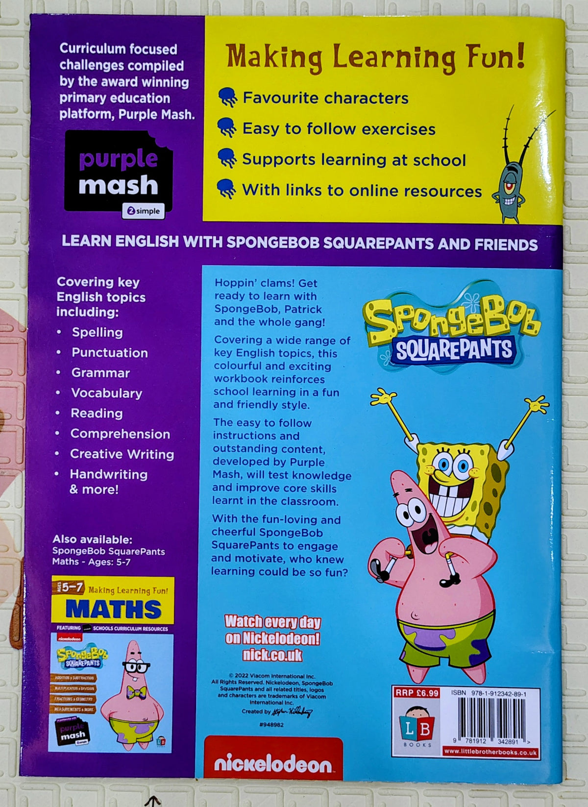 SpongeBob SquarePants English by Nickelodeon | Workbook for 5-7 years