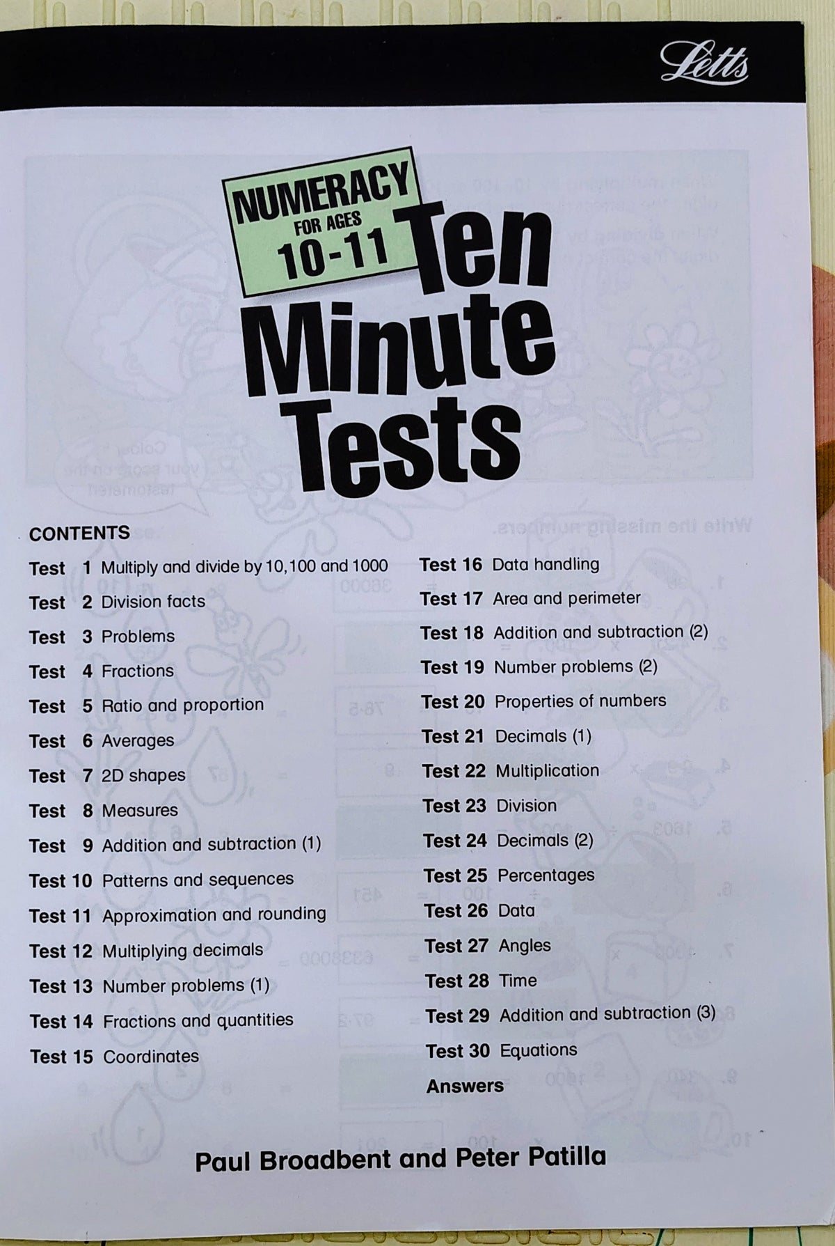 Numeracy Basics: Ten Minute Tests by Paul Broadbent and Peter Patilla | Letts